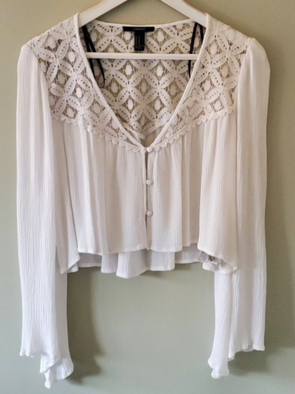 Forever 21 M Y2K Romantic Bohemian Festival Coastal Cowgirl Beach Crop Top